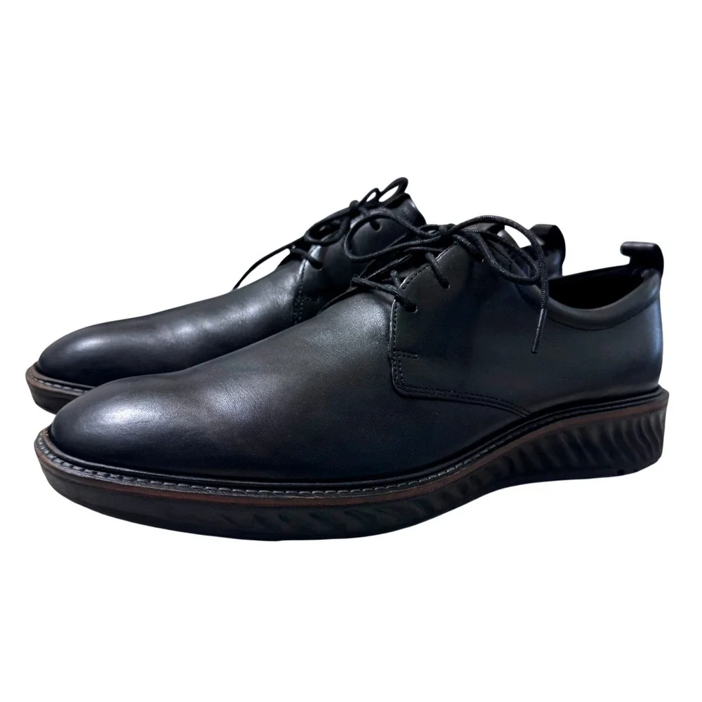 ECCO ST.1 Hybrid Plain Toe Oxford Mens 11-11.5 Black Leather Excellent 836404